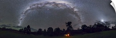 Panorama of the southern night sky in Australia