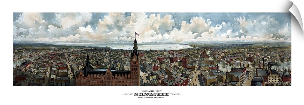 Panoramic view of Milwaukee, Wisconsin, taken from City Hall Tower.