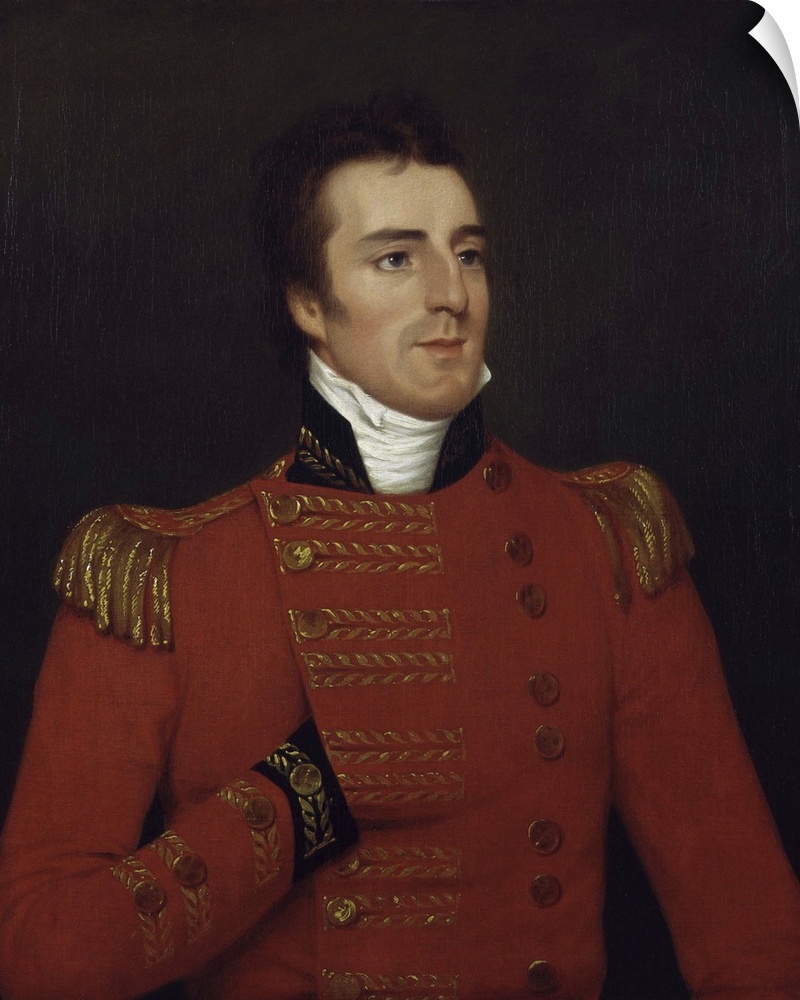 Portrait is of Arthur Wellesley, Duke of Wellington, as a Major General in 1804.