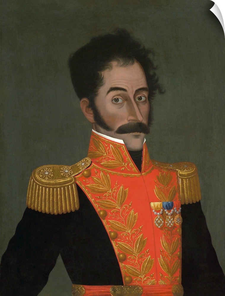 Portrait painting of Simon Bolivar, a Venezuelan military and political leader.