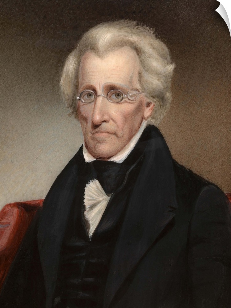 Vintage American history painting of President Andrew Jackson.