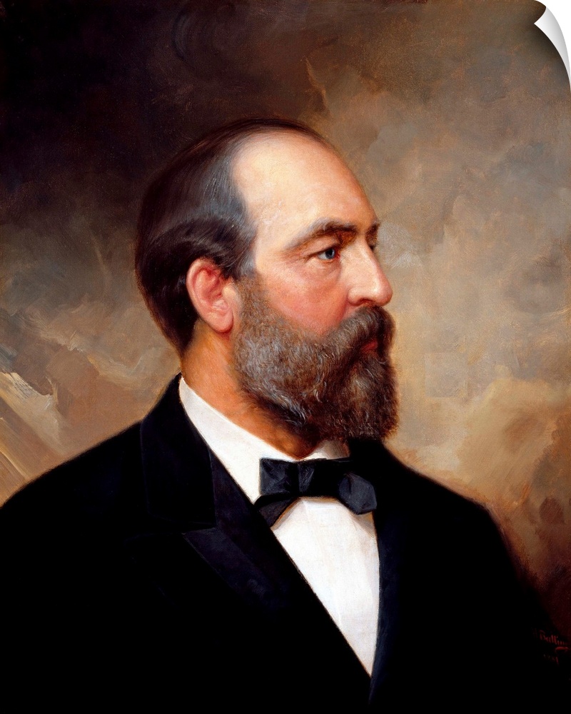 Vintage American history painting of President James Garfield.