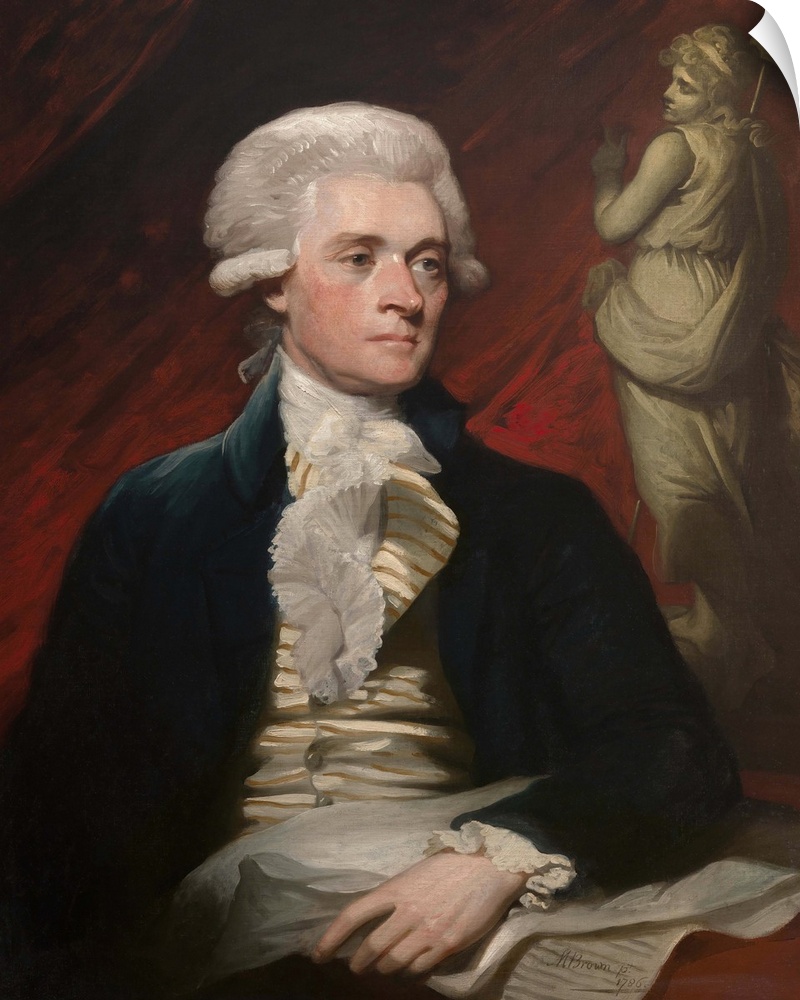 Vintage American History painting of President Thomas Jefferson.