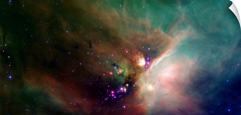 Photo of a colorful nebula in space with stars all around.