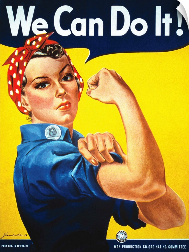 Rosie The Riveter vintage war poster from World War II.