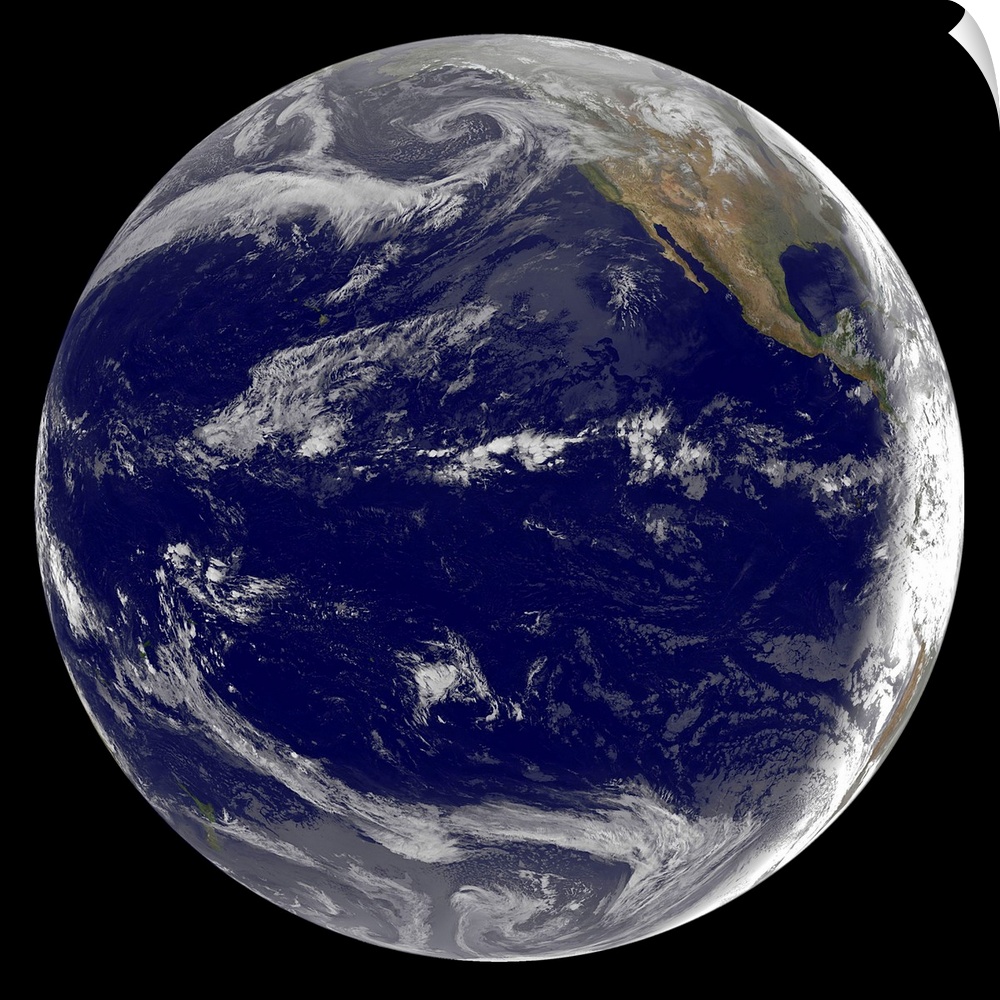 Satellite image of Earth over the Pacific Ocean on March 11, 2011. Waves from the powerful 8.9 Richter scale earthquake in...