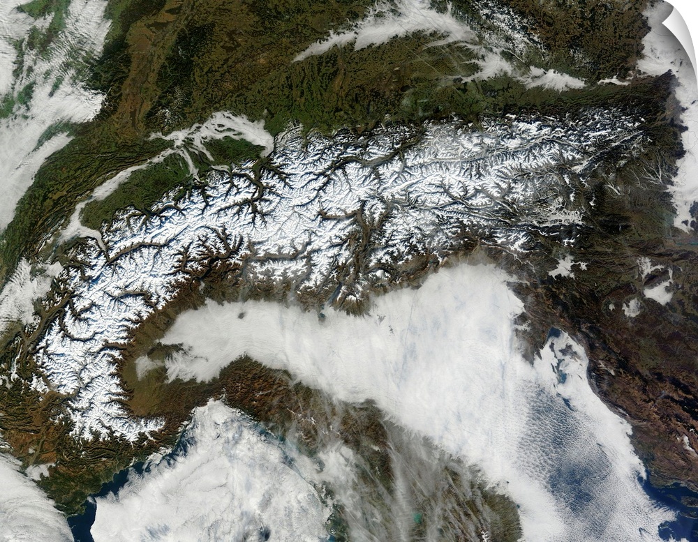 January 17, 2011 - Satellite image of The Alps mountain range.