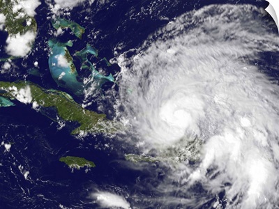 Satellite view of Hurricane Irene approaching the Bahamas