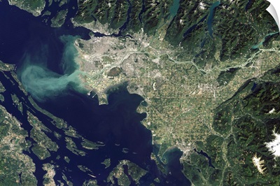 Satellite view of the Frasier River, British Columbia, Canada