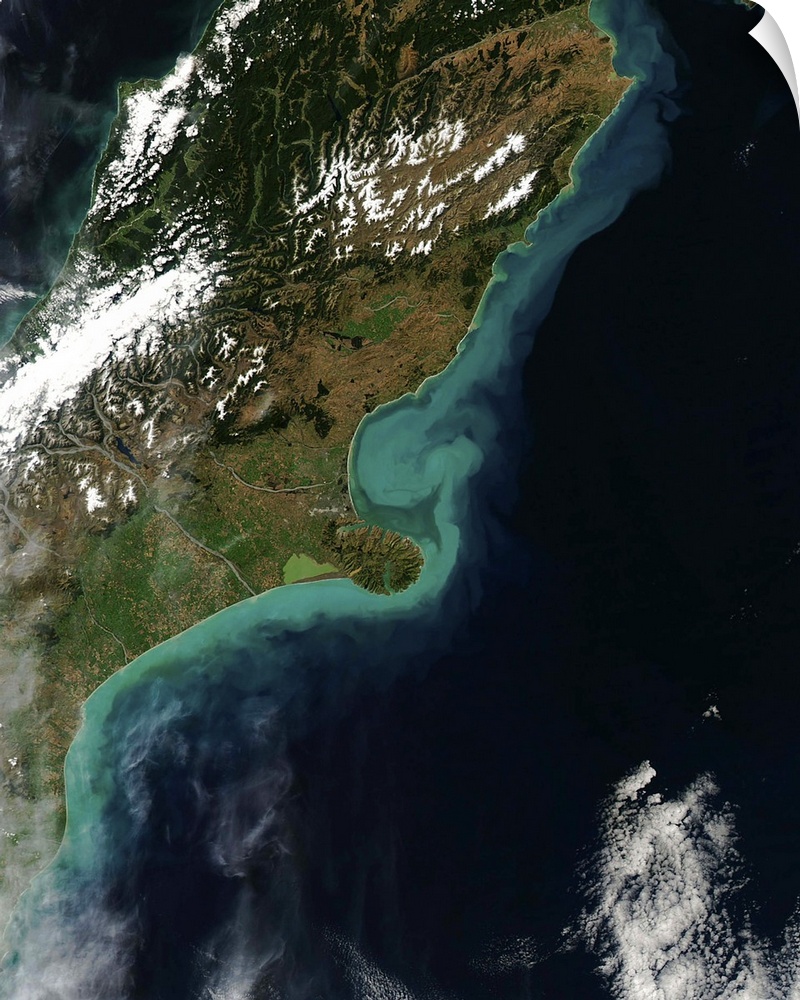 March 6, 2014 - Satellite view showing sediment near Christchurch, New Zealand.