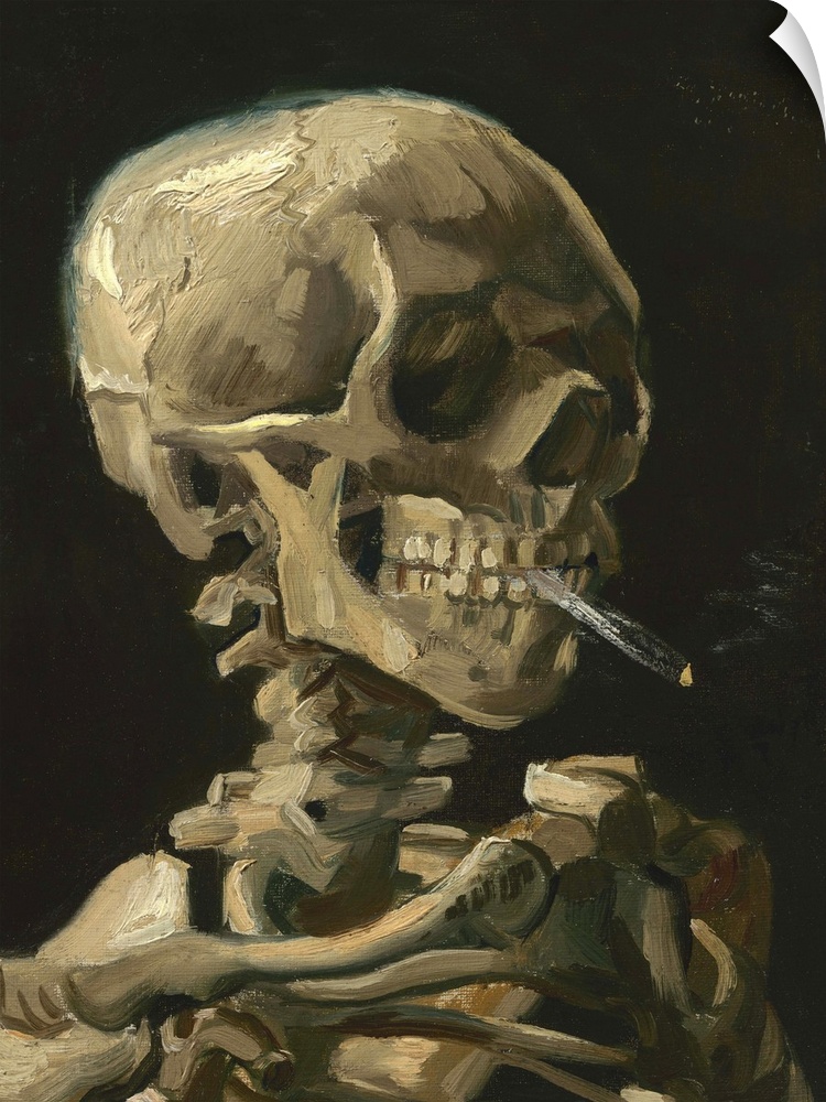 Skull of a Skeleton with Burning Cigarette painting by Vincent van Gogh, 1886.