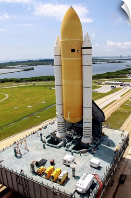Space Shuttle Discovery atop the mobile launcher platform