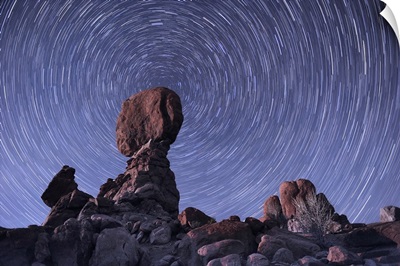 Star trails around the northern pole star, Arches National Park, Utah