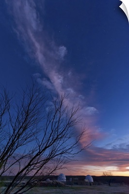 Strange cloud over observatories at sunset