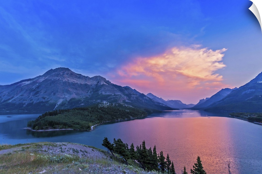 July 15, 2014 - Sunset at Waterton Lakes National Park, Alberta, Canada. Photographed from the Prince of Wales Hotel viewp...