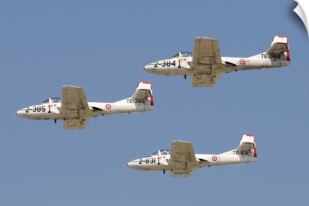T-37B aircraft of the Turkish Air Force flying in formation.