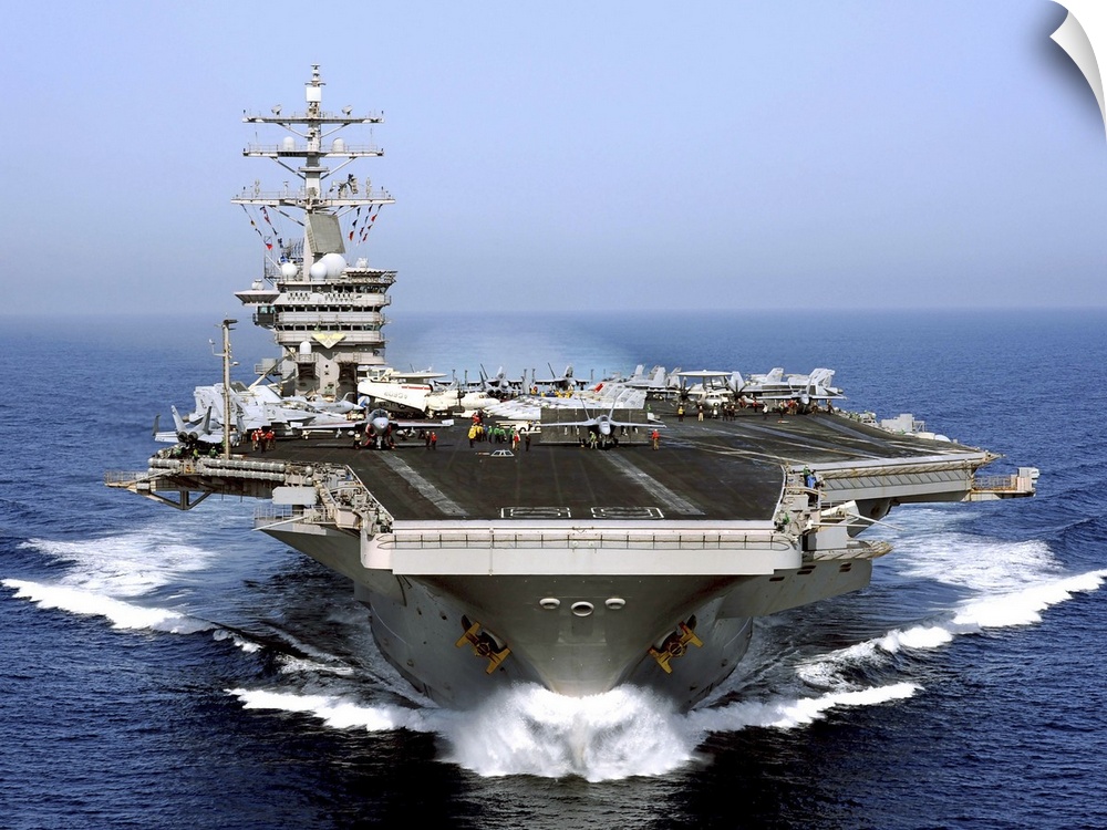 The aircraft carrier USS Dwight D. Eisenhower transits the Arabian Sea.