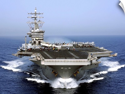 The aircraft carrier USS Dwight D. Eisenhower transits the Arabian Sea