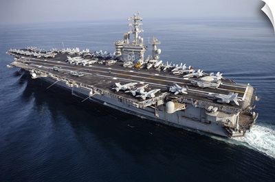 The aircraft carrier USS Nimitz is underway in the Arabian Gulf