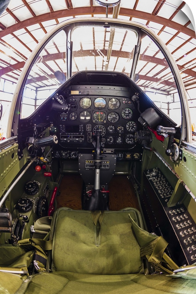 The cockpit of a P-51 Mustang.