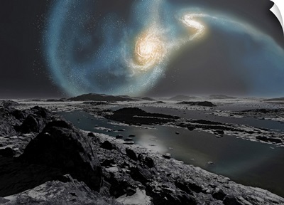 The collision of the Milky Way and Andromeda galaxies seen from the Earth