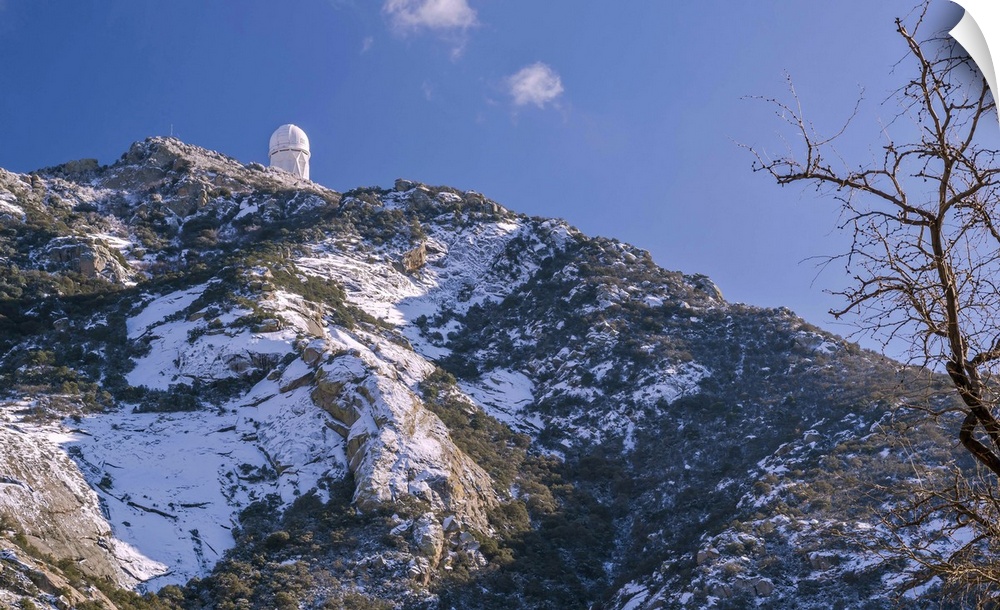 The Mayall Observatory stands on Kitt Peak in this winter scene near Tucson, Arizona.