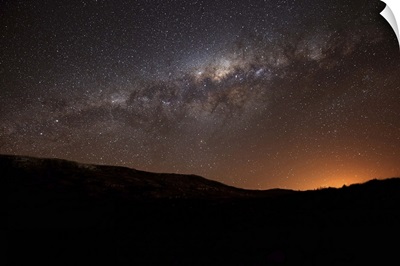 The Milky Way setting behind the hills of Azul, Argentina
