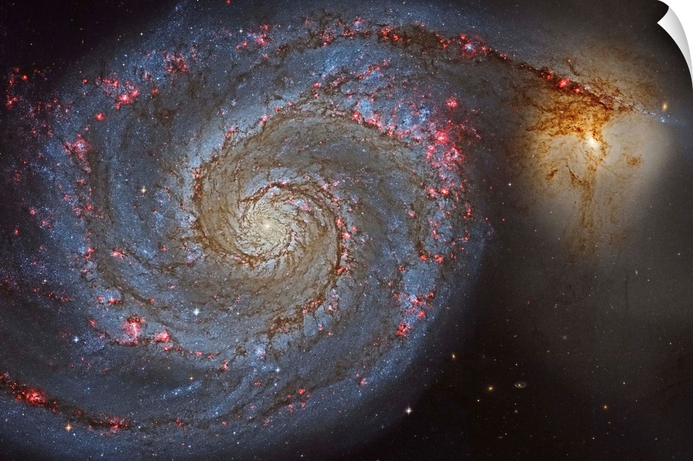 The Whirlpool Galaxy (NGC 5194), and its companion galaxy (NGC 5195), in the constellation Canes Venatici.