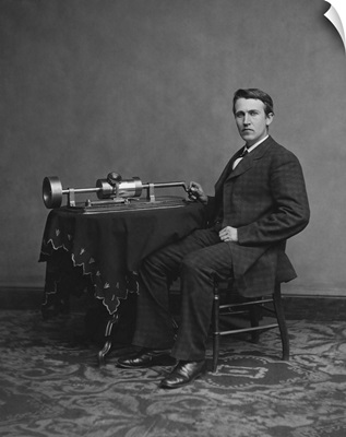 Thomas Edison with his second phonograph, circa 1878
