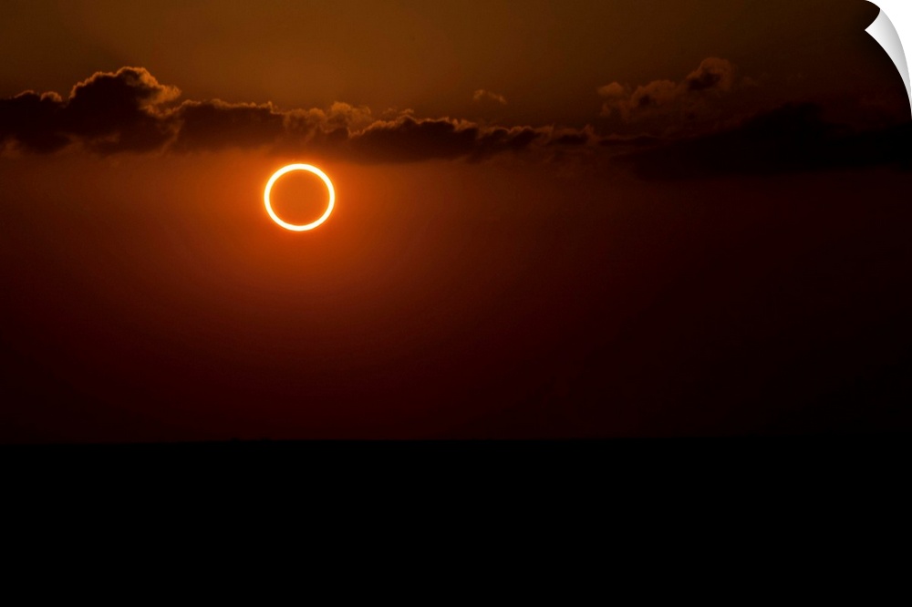 Totality during annular solar eclipse with ring of fire.