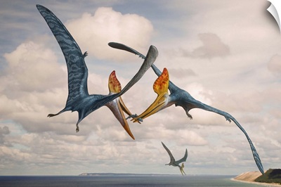 Two Geosternbergia pterosaurs fighting over small fish