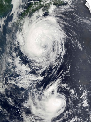 Two Typhoon systems approaching the Far East