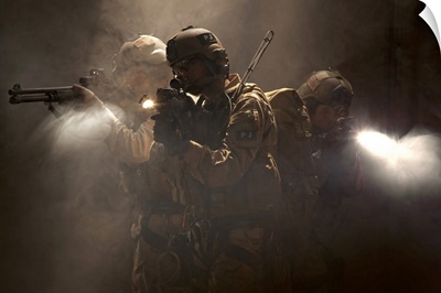 U.S. Air Force CSAR parajumpers during a combat scene