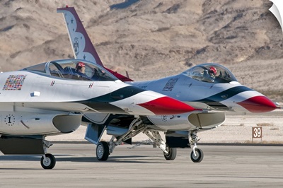 U.S. Air Force Thunderbirds on the ramp at Nellis Air Force Base, Nevada
