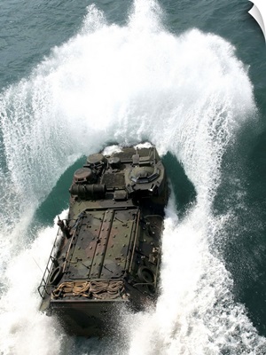 U.S. Marines drive an assault amphibious vehicle in the Pacific Ocean