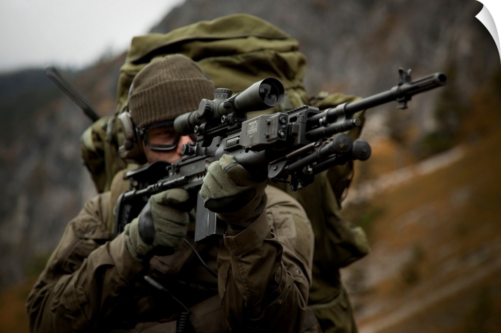 U.S. special forces soldier armed with an MK14 Enhanced Battle Rifle.