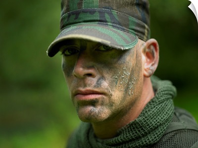 U.S. Special Forces soldier with camouflage face paint