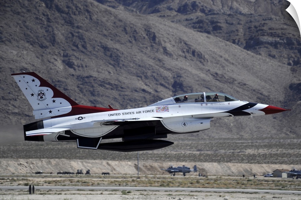 October 11, 2011 - U.S. Air Force Thunderbird F-16 Fighting Falcon takes off at Nellis Air Force Base, Nevada.