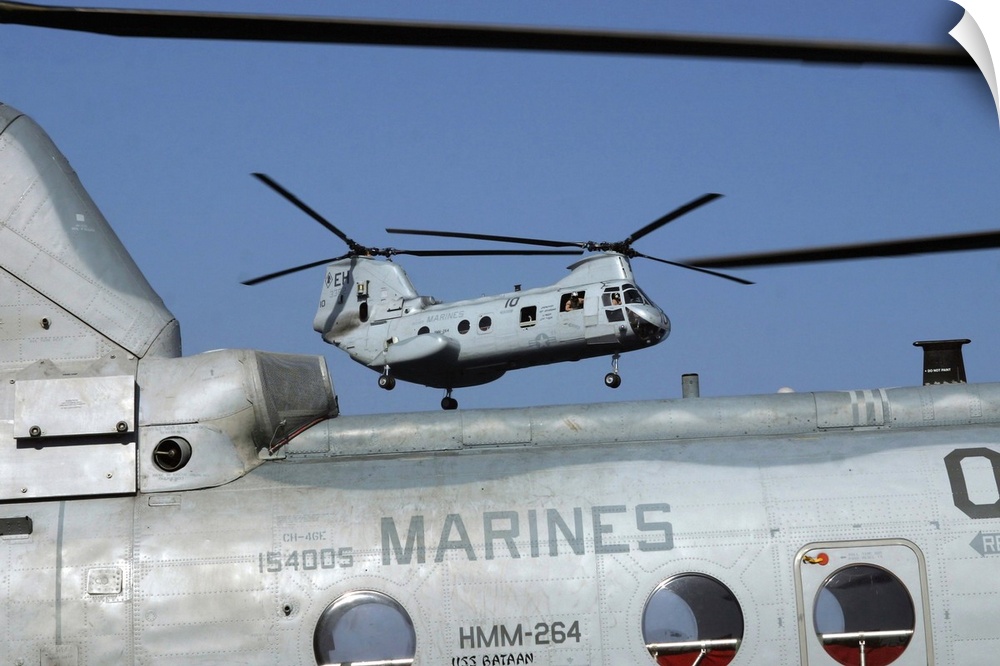 US Marine Corps CH46 Sea Knight helicopters