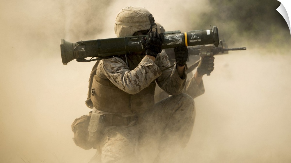 U.S. Marine fires an M136 AT4 rocket launcher at Rodriguez Live Fire Complex, Republic of Korea, during Korean Marine Exch...