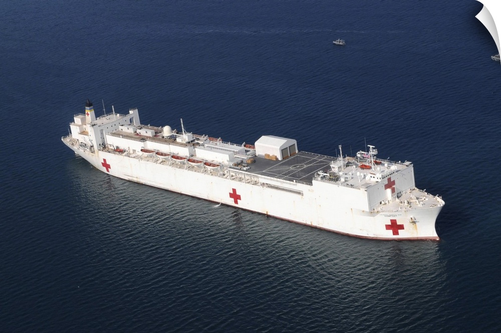 Port-au-Prince, Haiti, January 20, 2010 - The 1,000 bed hospital ship USNS Comfort is anchored just off the coast of Haiti...