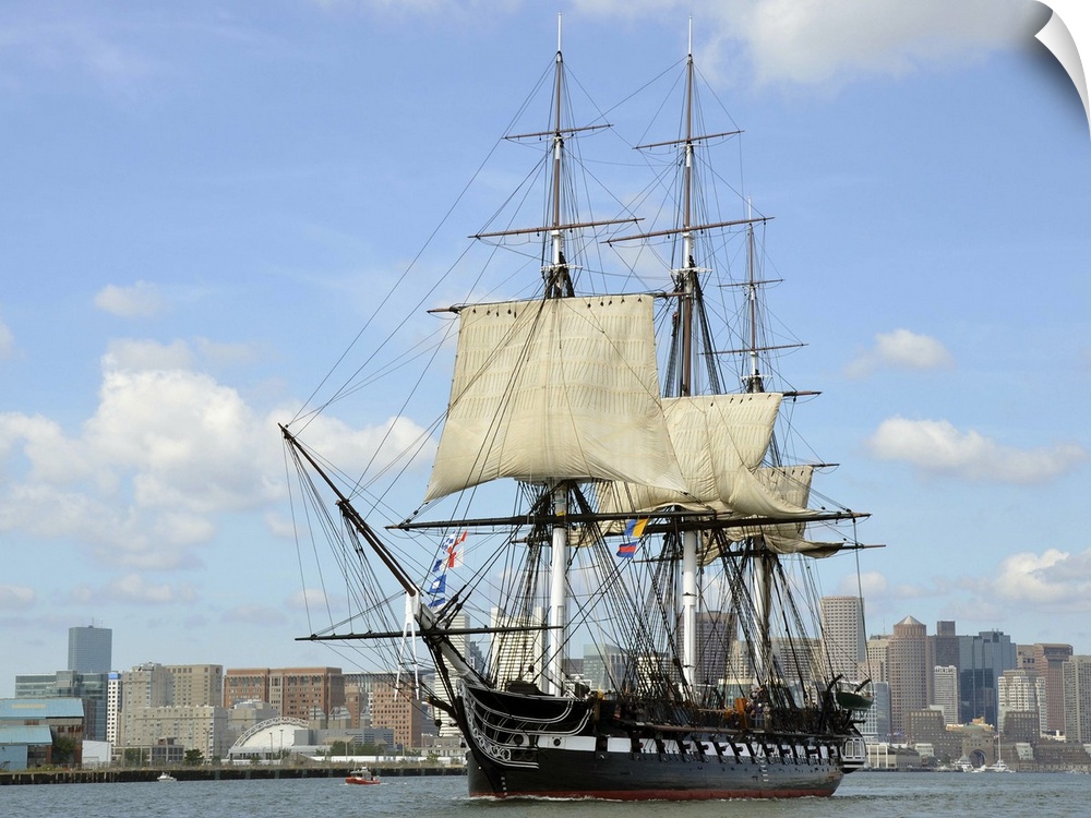 Boston, Massachusetts, August 23, 2013 - USS Constitution sets sail in Boston Harbor to commemorate the 201st anniversary ...