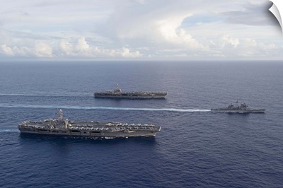 USS George Washington, USS John C. Stennis, and USS Mobile Bay