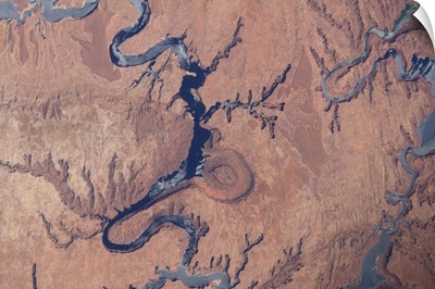 View from space of Lake Powell and the Rincon in Utah