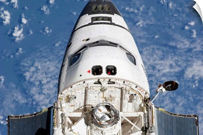 View of space shuttle Endeavours crew cabin and forward payload bay