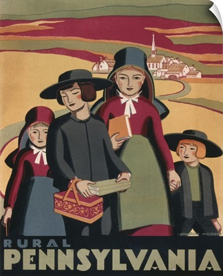 Vintage 1936 Travel Poster Promoting Rural Pennsylvania
