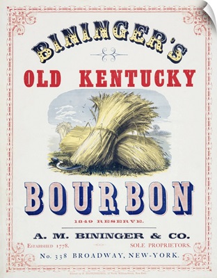 Vintage Advertisement For Bininger's Old Kentucky Bourbon 1849 Reserve