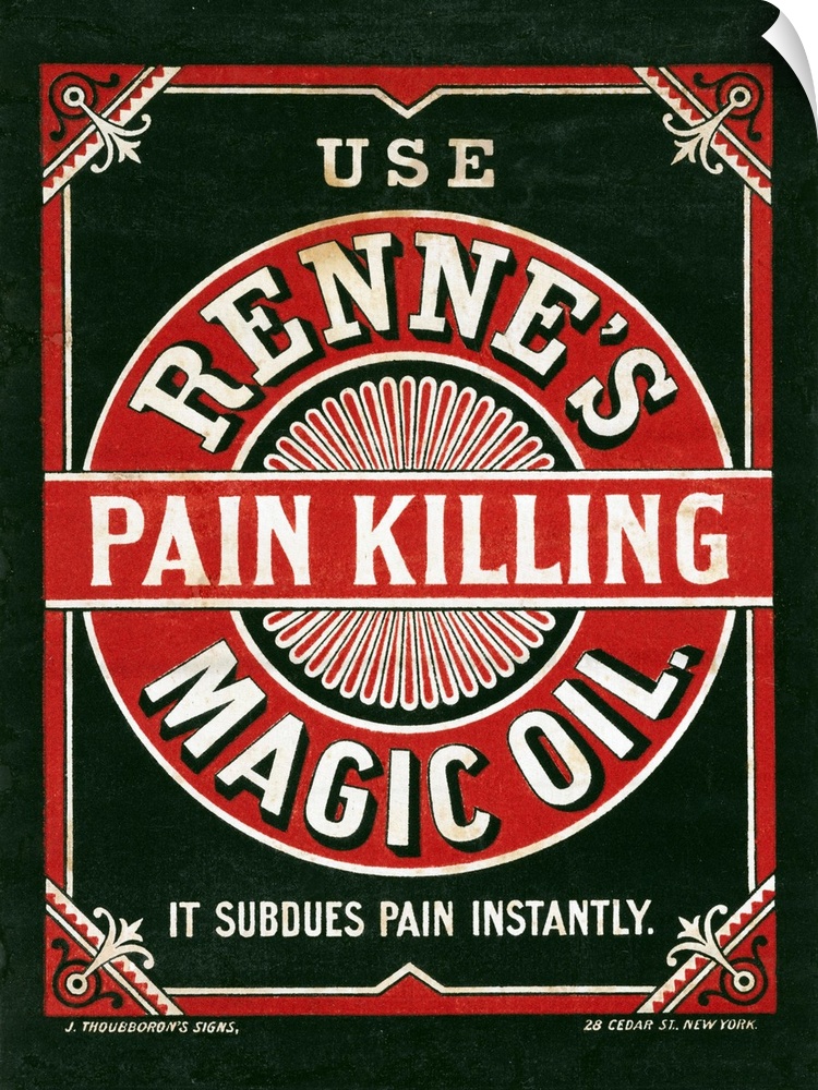 Vintage Advertisement For Renne's Pain Killing Magic Oil, With Decorative Border