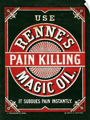 Vintage Advertisement For Renne's Pain Killing Magic Oil, With Decorative Border