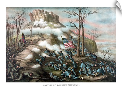 Vintage American Civil War print of The Battle of Lookout Mountain